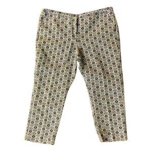 Worthington Capri Pants Womens 14 Blue Patterned Geometric Print Cotton Blend